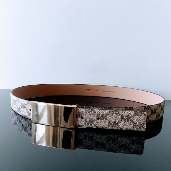 Michael Kors Women\'s Rectangle Gold Buckle Belt